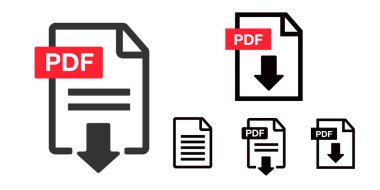PDF dosya indirme simgesi. Belge metni, sembol ağı. Belge simgesi ayarlandı