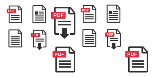 Pdf Ensemble Icônes Document Icônes Fichier Fichier Pdf Icône Téléchargement — Image vectorielle