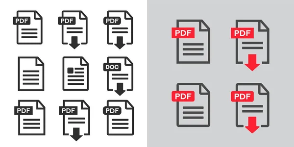 Documento Archivo Iconos Icono Descarga Archivos Pdf — Vector de stock