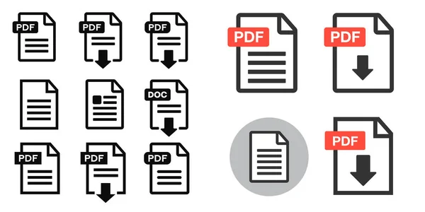 Icon Set Für Pdf Dokumente Dateisymbole Pdf Datei Herunterladen Symbol — Stockvektor