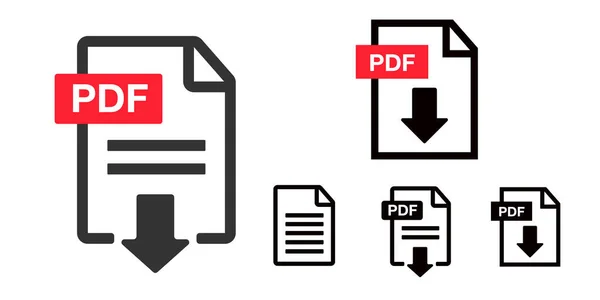 Fichier Pdf Télécharger Icône Texte Document Web Symbole Ensemble Icônes — Image vectorielle