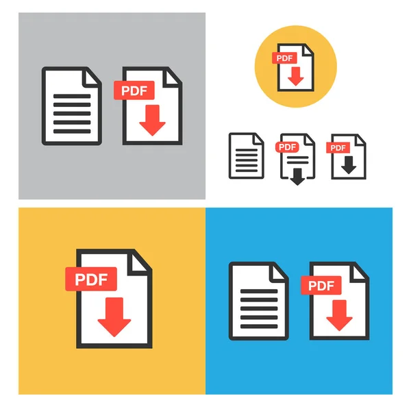 Fichier Pdf Télécharger Icône Texte Document Web Symbole Ensemble Icônes — Image vectorielle