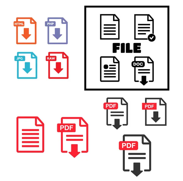 Pdf Document Icon Set File Icons Pdf File Download Icon — Stock Vector