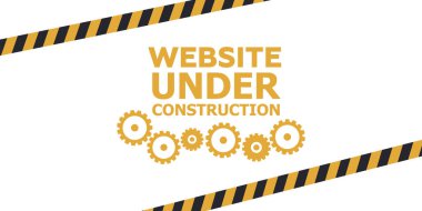 İnşaat sayfasının altındaki internet sitesi. Uyarı teyp pankartı