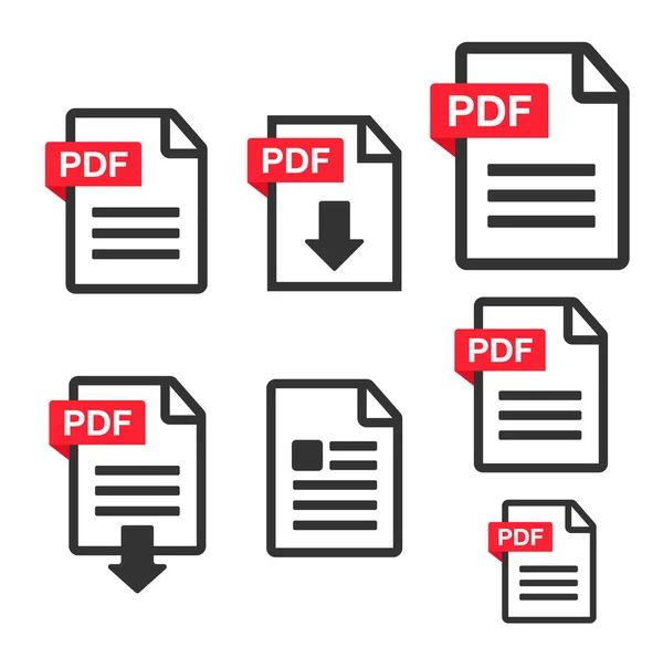 Pdf Document Icoon Set Iconen Vijlen Pdf Bestand Downloaden Pictogram — Stockvector