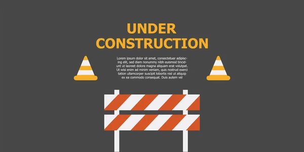 Website Construction Page Warning Tape Banner — Stock Vector