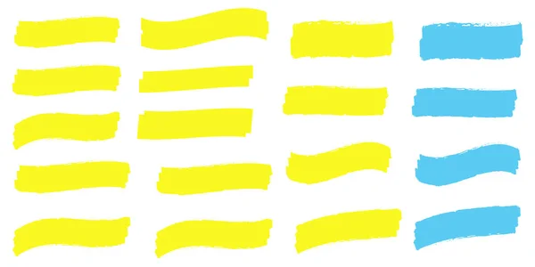 Iluminador Color Amarillo Pinceles Subrayados Amarillo Acuarela Mano Dibujado Resaltar — Vector de stock