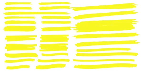 Evidenziatore Colore Giallo Pennello Sottolineare Giallo Acquerello Disegnato Mano Evidenziare — Vettoriale Stock