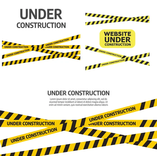 Site Web Construction Bannière Bande Avertissement — Image vectorielle