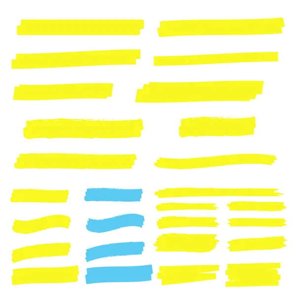 Желтый Маркер Кисть Ручкой Подчеркнуть Желтый Акварель Ручной Работы — стоковый вектор