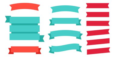 Çizgi film afişleri. Sancak şeridi vektör seti. Mavi kurdeleler