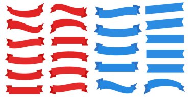 Çizgi film afişleri. Sancak şeridi vektör seti. Mavi kurdeleler