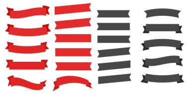 Kırmızı parlak kurdele vektör sancakları. Düz vektör şeritleri.