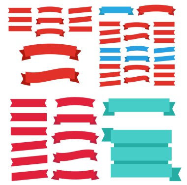 Çizgi film afişleri ve kurdeleler. Renkli bayrak kurdelesi. Pankart