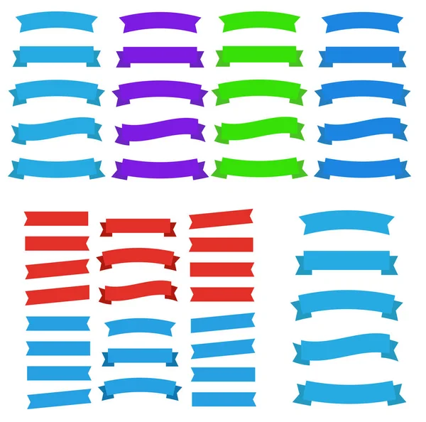 Rubans Plats Vectoriels Bannières Plates Ensemble Vecteurs Ruban Bannière — Image vectorielle