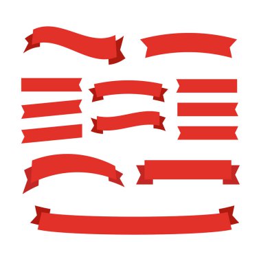 Vektör kırmızı şeritler. Şerit afiş promosyon vektör çizim