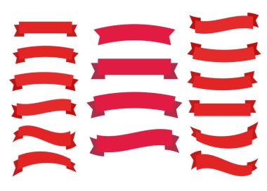 Vektör kırmızı şeritler. Şerit afiş promosyon vektör çizim