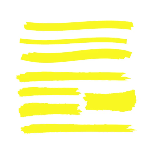 Gele Marker Tekst Selectie Gele Aquarel Met Hand Getekend Hoogtepunt — Stockvector
