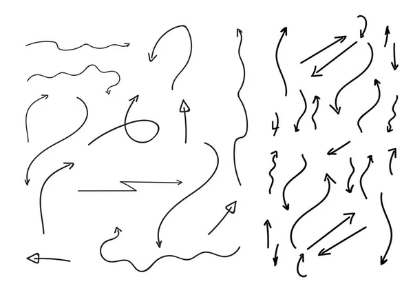 Set Frecce Disegnate Mano Frecce Doodle Set — Vettoriale Stock