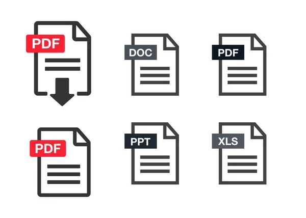 Pdf ファイルのダウンロード アイコン ドキュメントのテキスト シンボル Web 形式情報 ベクトル イラスト — ストックベクタ