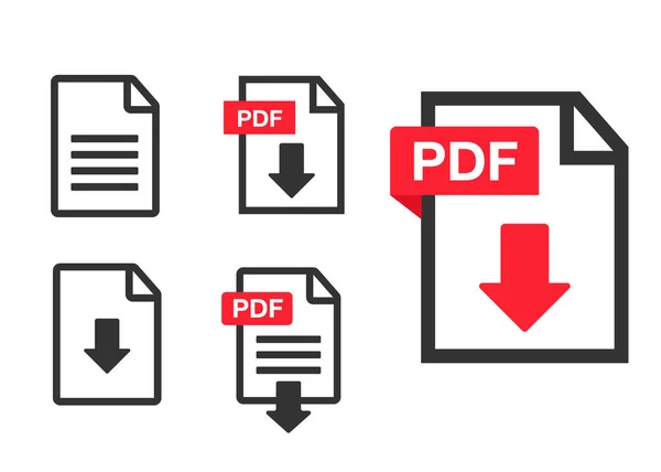 Εικονίδιο Λήψη Αρχείο Pdf Έγγραφο Κειμένου Σύμβολο Web Μορφή Πληροφοριών — Διανυσματικό Αρχείο