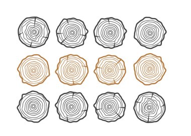 Yıllık ağaç büyüme halkaları logosu. Soyut çember ağaç arkaplanı