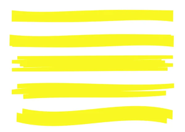 Seleção Texto Marcador Amarelo Amarelo Aquarela Mão Desenhada Destaque —  Vetores de Stock