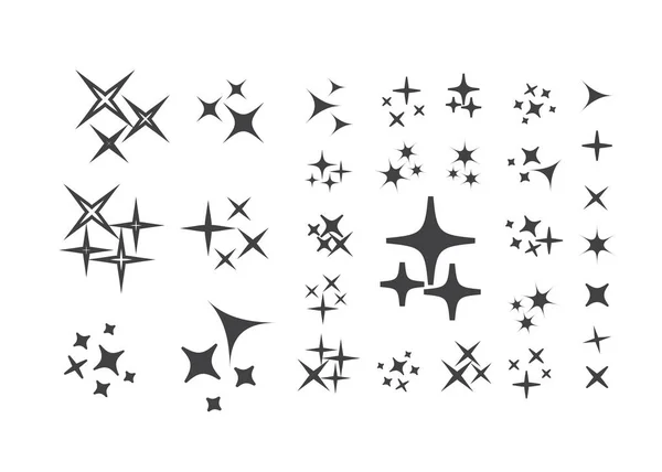 Set Icone Scintillanti Vettoriali Elemento Stella Illustrazione Vettoriale Luminosa Luminosa — Vettoriale Stock