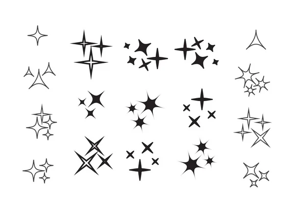 Vector Sparkles Icon Set Star Element Light Bright Vector Illustration — Stock Vector