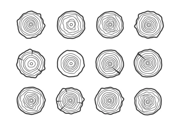 Årliga Träd Tillväxt Ringar Logotyp Abstrakt Cirkel Träd Bakgrund — Stock vektor