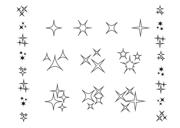 Set Icone Scintillanti Vettoriali Elemento Stella Illustrazione Vettoriale Luminosa Luminosa — Vettoriale Stock