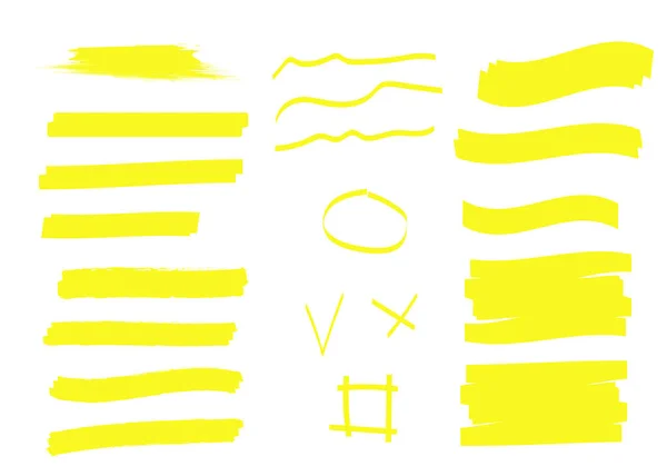 Seleção Texto Marcador Amarelo Amarelo Aquarela Mão Desenhada Destaque Ilustração De Stock