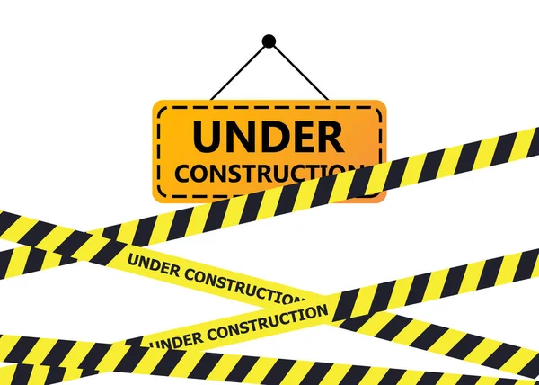 Construction Website Page Construction Tape Warning Banner Vector — Stock Vector