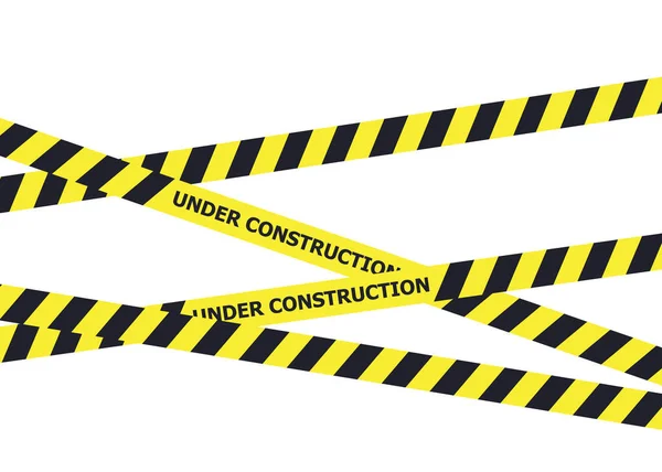 建設ウェブサイトのページの下 建設テープ警告ベクトルの下 — ストックベクタ
