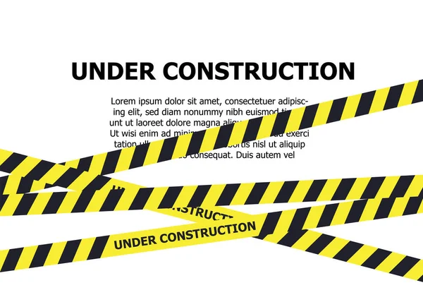 Construction Website Page Construction Tape Warning Banner Vector — Stock Vector