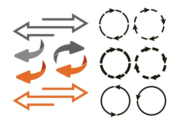 Flèches Rotatives Circulaires Cycliques Signe Récurrence Retournez Tournez Flèche Inverser — Image vectorielle
