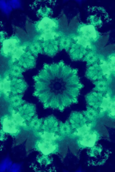 Verde Azul Abstracto Digital Mandala Fondo Del Arte — Foto de Stock