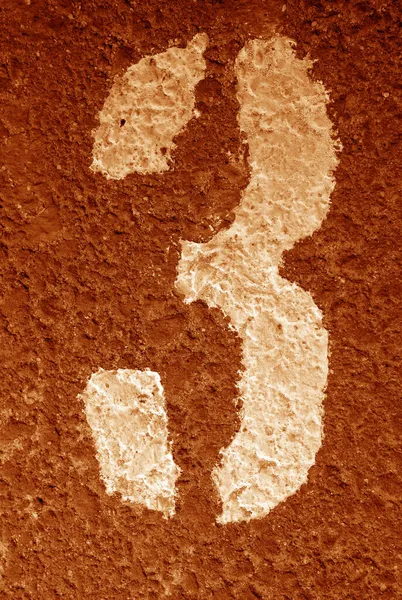 Číslo Tři Asfaltu Oranžovém Tónu Abstraktní Pozadí Textura Pro Design — Stock fotografie