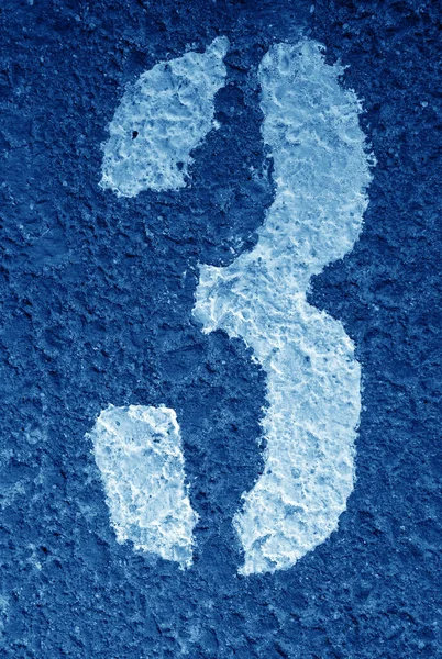 Numéro Trois Sur Asphalte Bleu Marine Contexte Abstrait Texture Pour — Photo