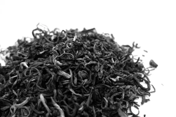 Beyaz Üzerine Siyah Beyaz Izole Edilmiş Kuru Yeşil Çay Gıda — Stok fotoğraf
