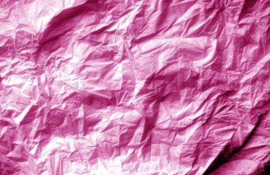 Pembe tonda buruşuk beyaz kağıt arka plan. Tasarım için soyut mimari arkaplan ve doku.