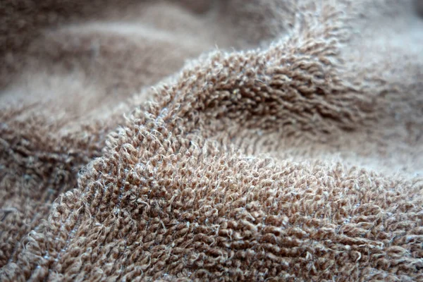 Colore Marrone Tessitura Asciugamano Bagno Con Effetto Sfocatura Sfondo Astratto — Foto Stock