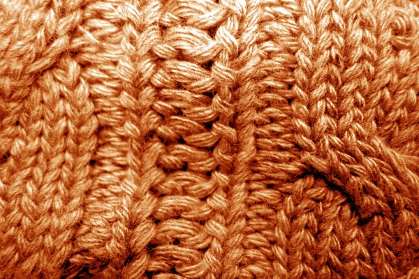 Warm Knitting Texture Orange Tone Abstract Background Texture — Stock Photo, Image