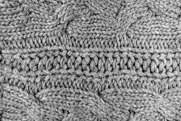 Warm Knitting Texture Black White Background Texture Design — Stock Photo, Image