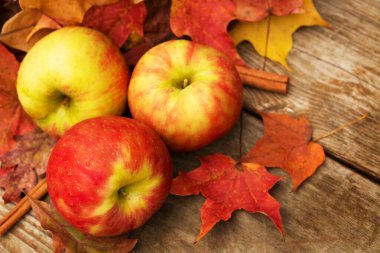 Sonbaharda elmalar ve tarçın çubukları