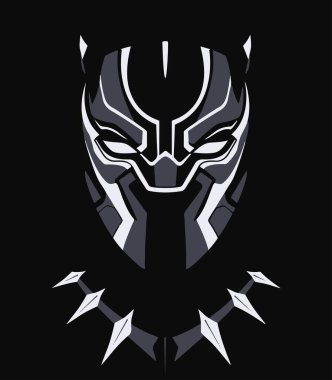 Tatto mask black panther art white on black background vector
