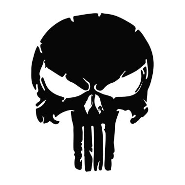 Art skull and Bones icon punisher. Element of crime and punishment style illustration, T-Shirt graphics design famous, vector design icon isolated