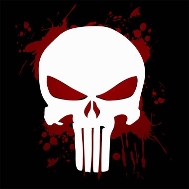 Art skull and Bones icon punisher. Element of crime and punishment style illustration, T-Shirt graphics design famous, vector design icon isolated