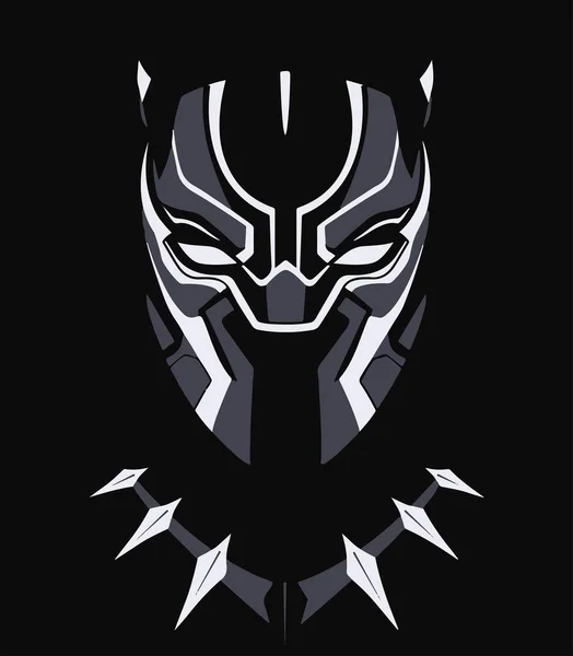stock vector Tatto mask black panther art white on black background vector