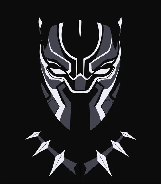 stock vector Tatto mask black panther art white on black background vector